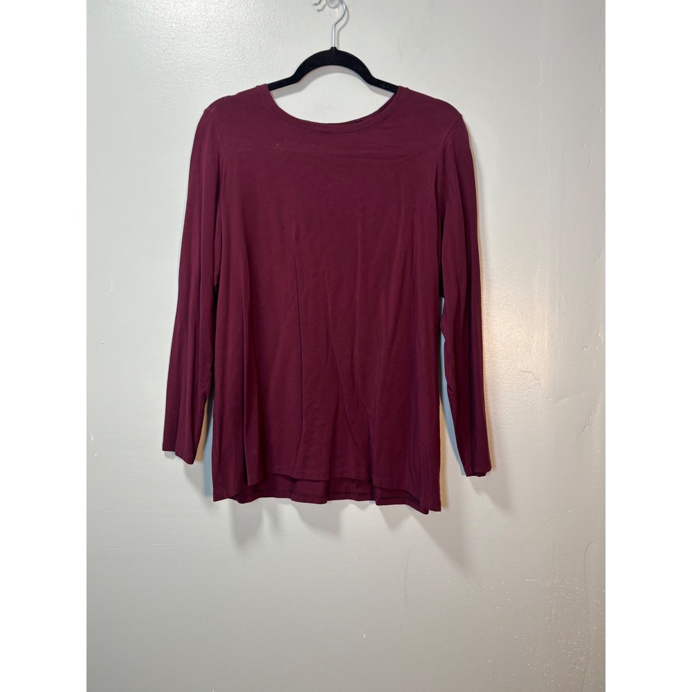 Chicos‎ The Ultimate Tee Long Sleeve Pima Cotton Modal Top Burgundy Size 3 XL